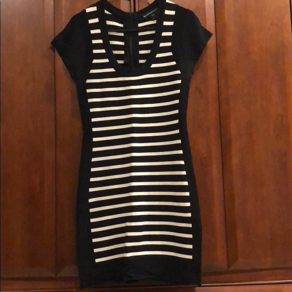 French Connection Black and White Striped Dress